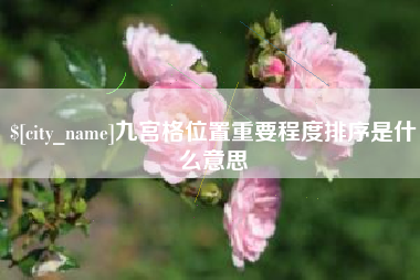 渑池九宫格位置重要程度排序是什么意思